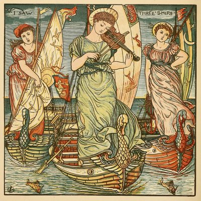 Vi tres barcos, del libro de pinturas de Walter Crane, pub. 1889 de Walter Crane